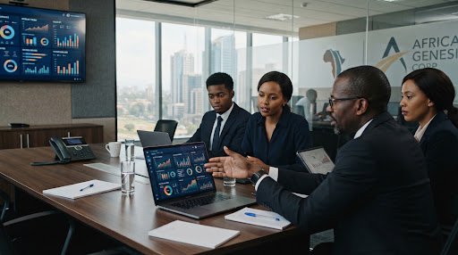 Équipe Alpha DigiCom en réunion de travail créatif